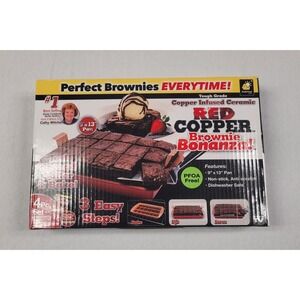 Bulbhead Red Copper Brownie Bonanza 4-piece Non-stick Baking Pan Set New OpenBox